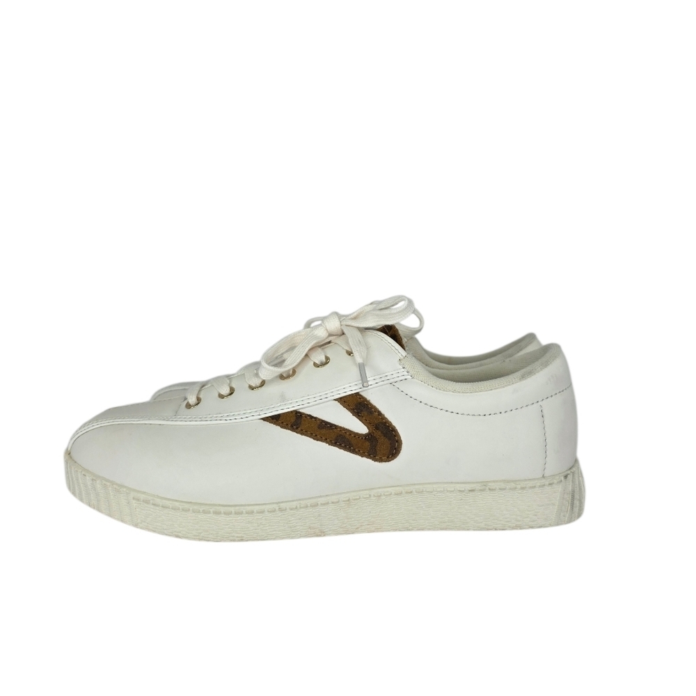 Tretorn Nylite Plus Leather Women's Leopard Print White Low Lace Up Sneakers 9M